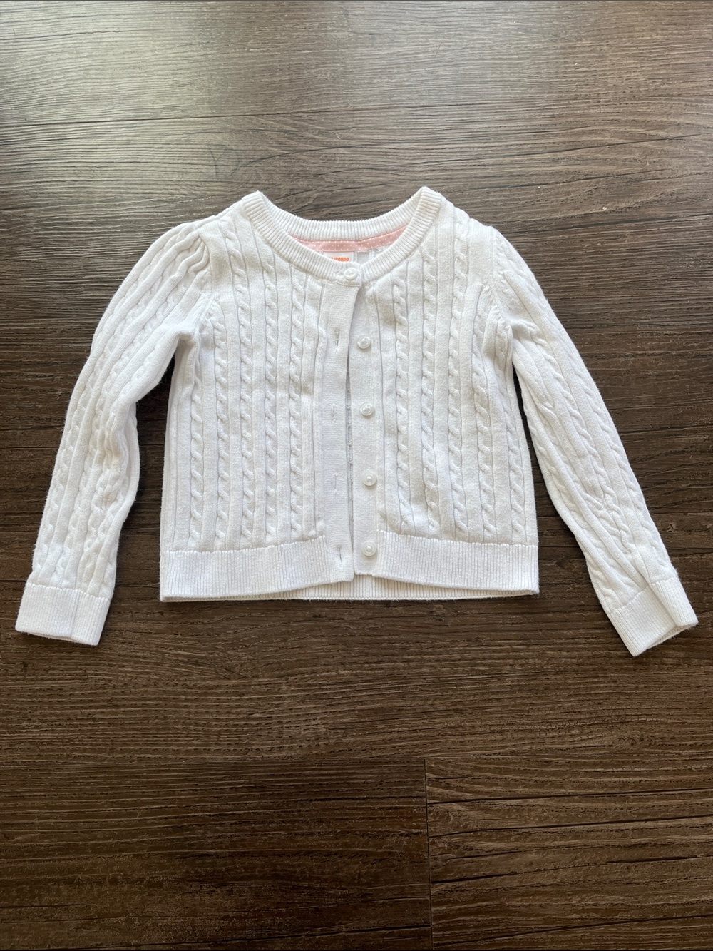Classic White Cable Knit Button Cardigan 5T